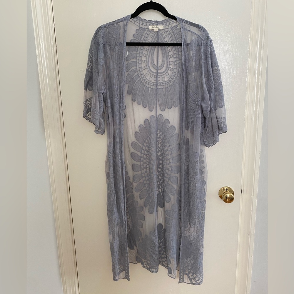 Rebellion Gray/Blue Lace Kimono Duster